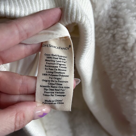Loveshackfancy Morea Teddy Shearling Lamb Fur Bomber Jacket Size Medium RARE - Picture 5 of 5